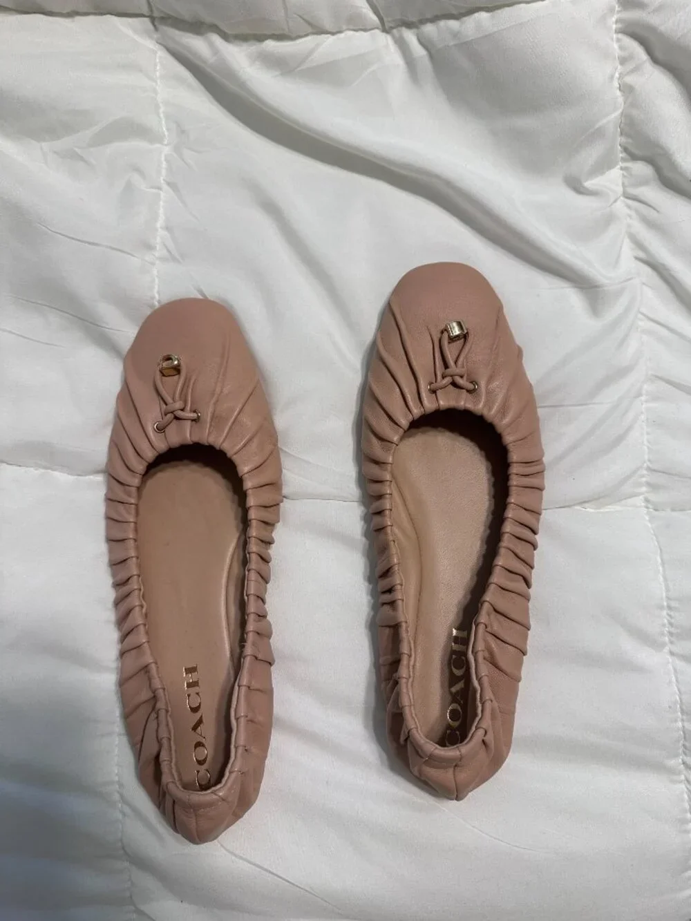 Coach Eleanor Ballet Flats - New Nude Pink - Women's Leather Flats Shoes